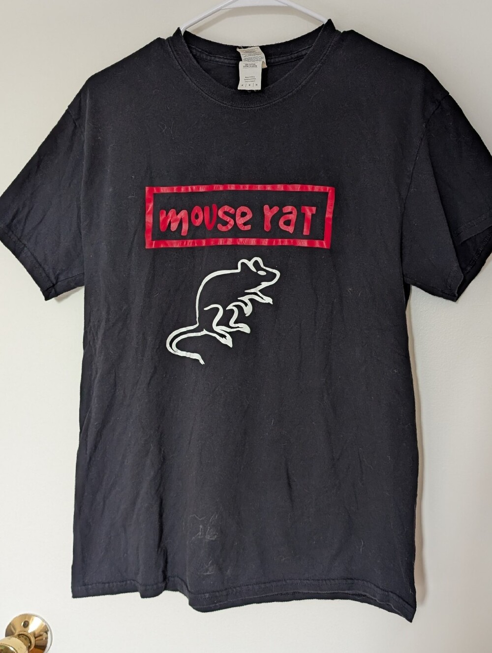 parks and rec mouse rat black cotton band t-shirt
